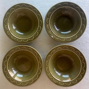 GRANADA vintage stoneware (4) four scallop/flower design berry bowls